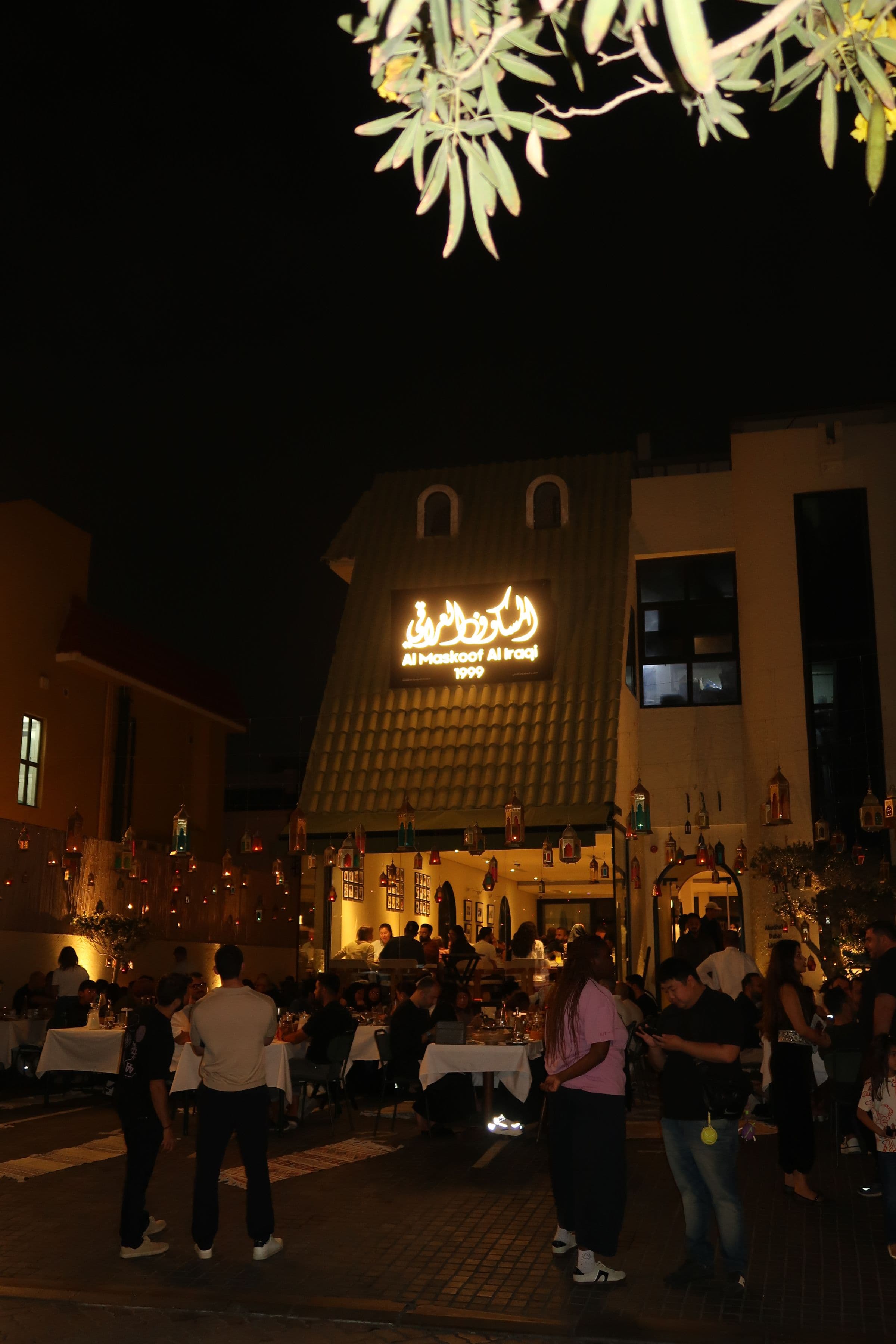 The weekend queue outside Maskoof at night
